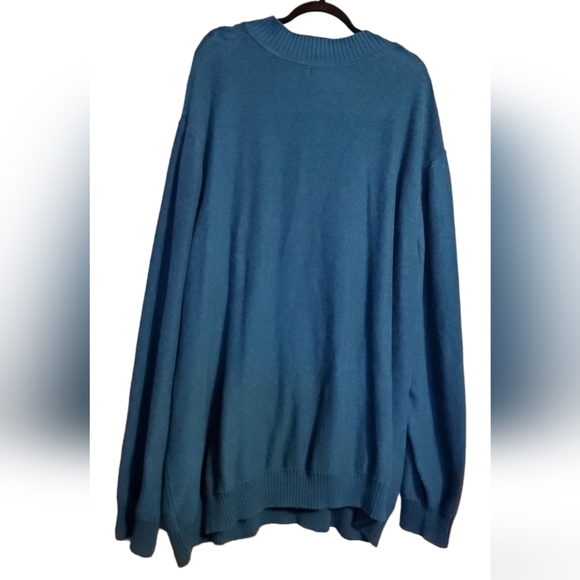 Liberty Blues big and tall mens partial zip teal sweater 5xl - Picture 2 of 4